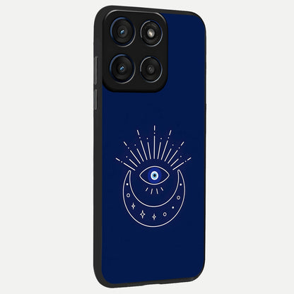  Blue Evil Eye back cover For Moto Edge 60 Fusion slim fit glass case with vibrant aesthetic design
