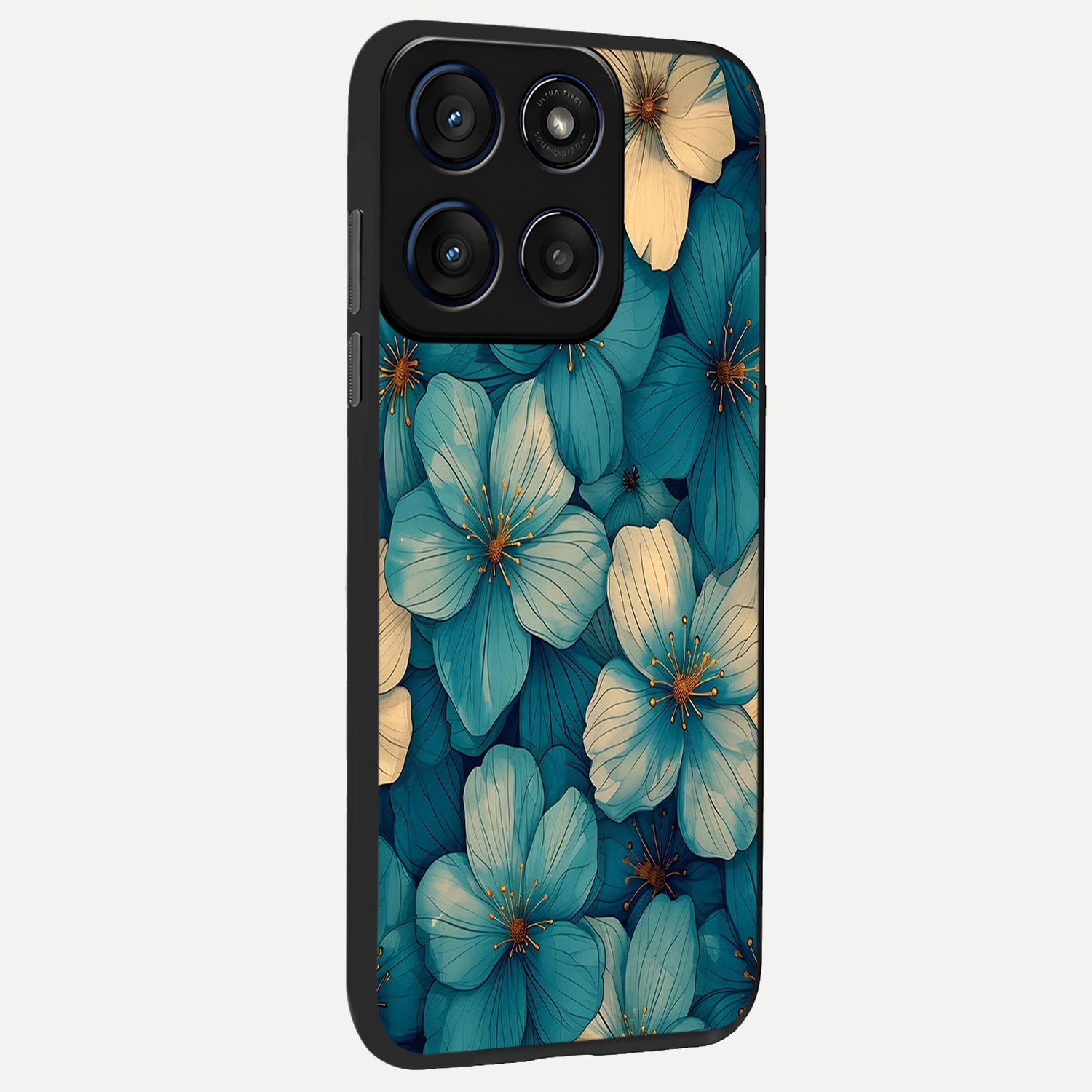  Blue Shade Floral back cover For Moto Edge 60 Fusion slim fit glass case with vibrant aesthetic design