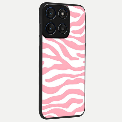  Blush Zebra Flow back cover For Moto Edge 60 Fusion slim fit glass case with vibrant aesthetic design