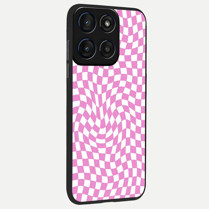  Bubblegum Check Wave back cover For Moto Edge 60 Fusion slim fit glass case with vibrant aesthetic design