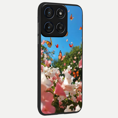 Butterflies In Bloom Sky back cover For Moto Edge 60 Fusion slim fit glass case with vibrant aesthetic design