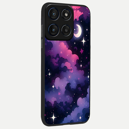  Celestial Moon Magic back cover For Moto Edge 60 Fusion slim fit glass case with vibrant aesthetic design