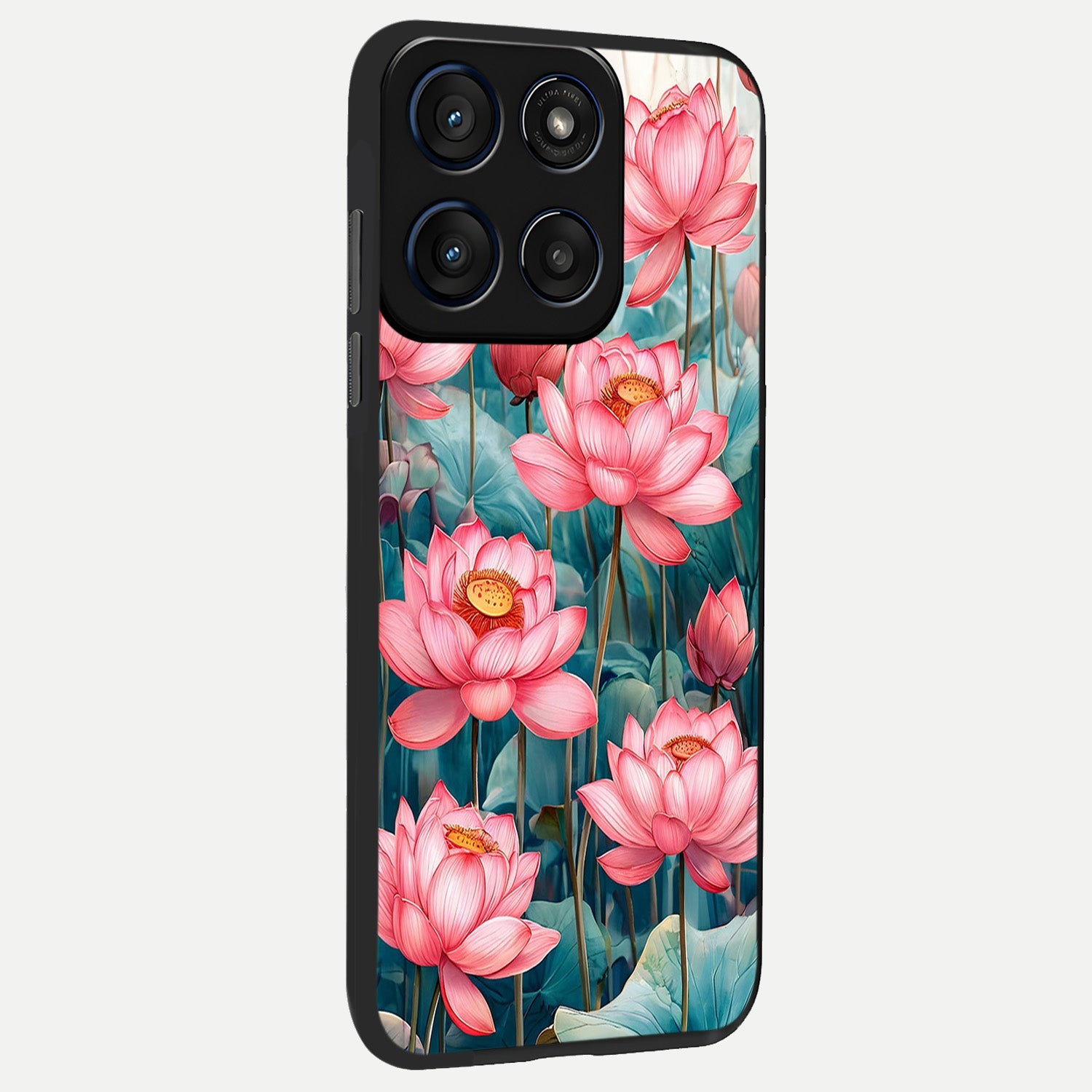  Celestial Pink Lotus back cover For Moto Edge 60 Fusion slim fit glass case with vibrant aesthetic design