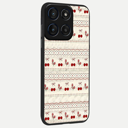  Cherry Bloom Charm back cover For Moto Edge 60 Fusion slim fit glass case with vibrant aesthetic design