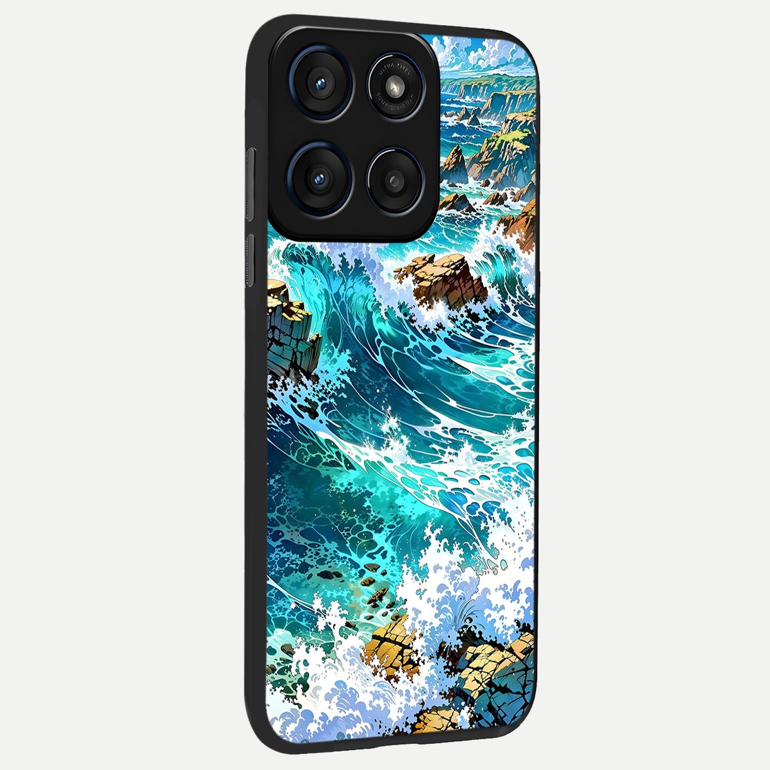  Coastal Blue Waves back cover For Moto Edge 60 Fusion slim fit glass case with vibrant aesthetic design
