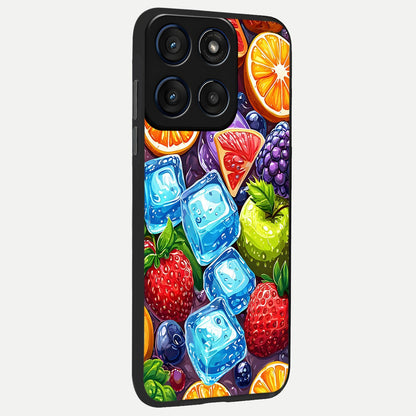 Colorful Fruits with Ice back cover For Moto Edge 60 Fusion slim fit glass case with vibrant aesthetic design