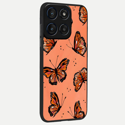 Coral Wing Butterfly back cover For Moto Edge 60 Fusion slim fit glass case with vibrant aesthetic design