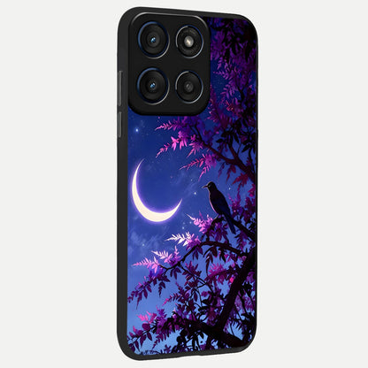  Crow And Moon Scenery back cover For Moto Edge 60 Fusion slim fit glass case with vibrant aesthetic design