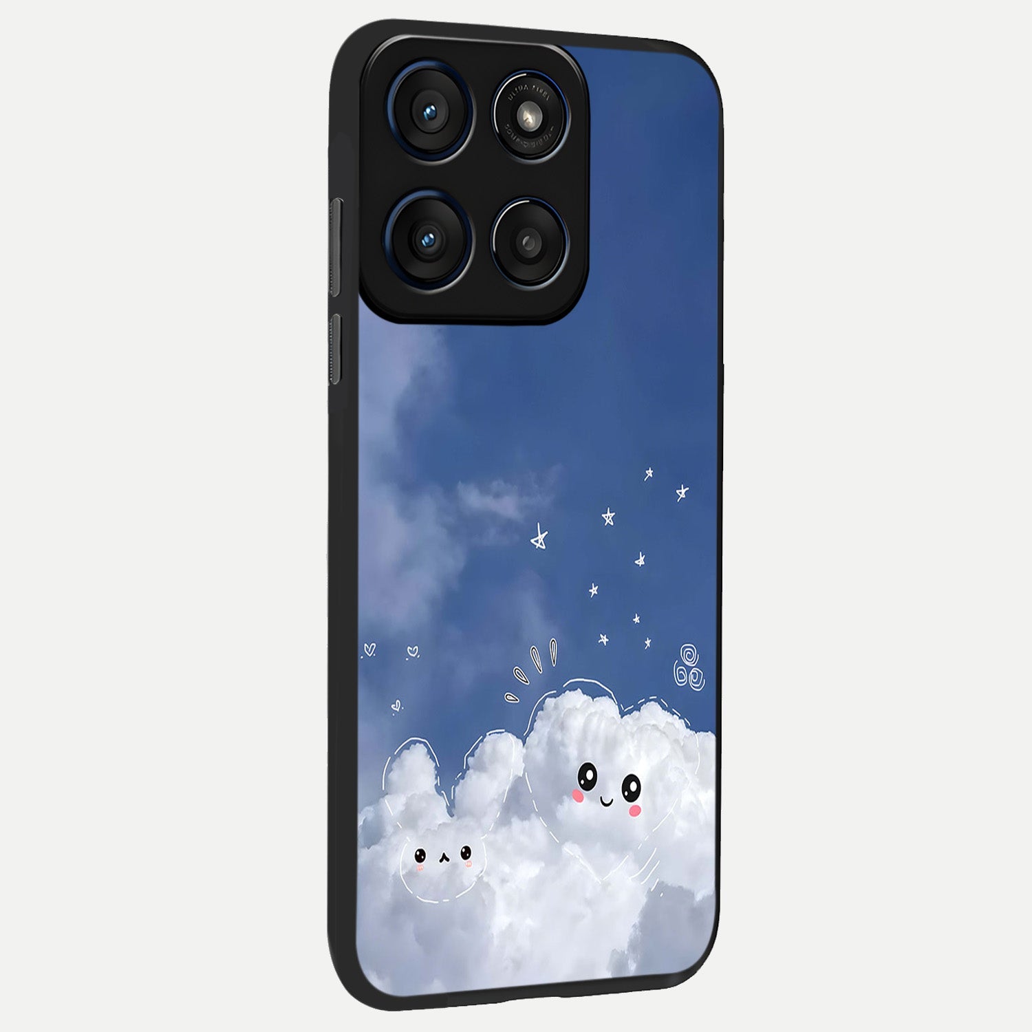  Cute Blossom Cloud back cover For Moto Edge 60 Fusion slim fit glass case with vibrant aesthetic design