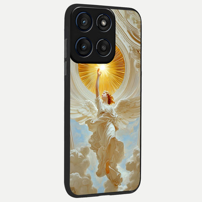  Divine Light Angel back cover For Moto Edge 60 Fusion slim fit glass case with vibrant aesthetic design
