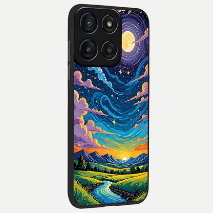  Dreamy Night Landscape back cover For Moto Edge 60 Fusion slim fit glass case with vibrant aesthetic design