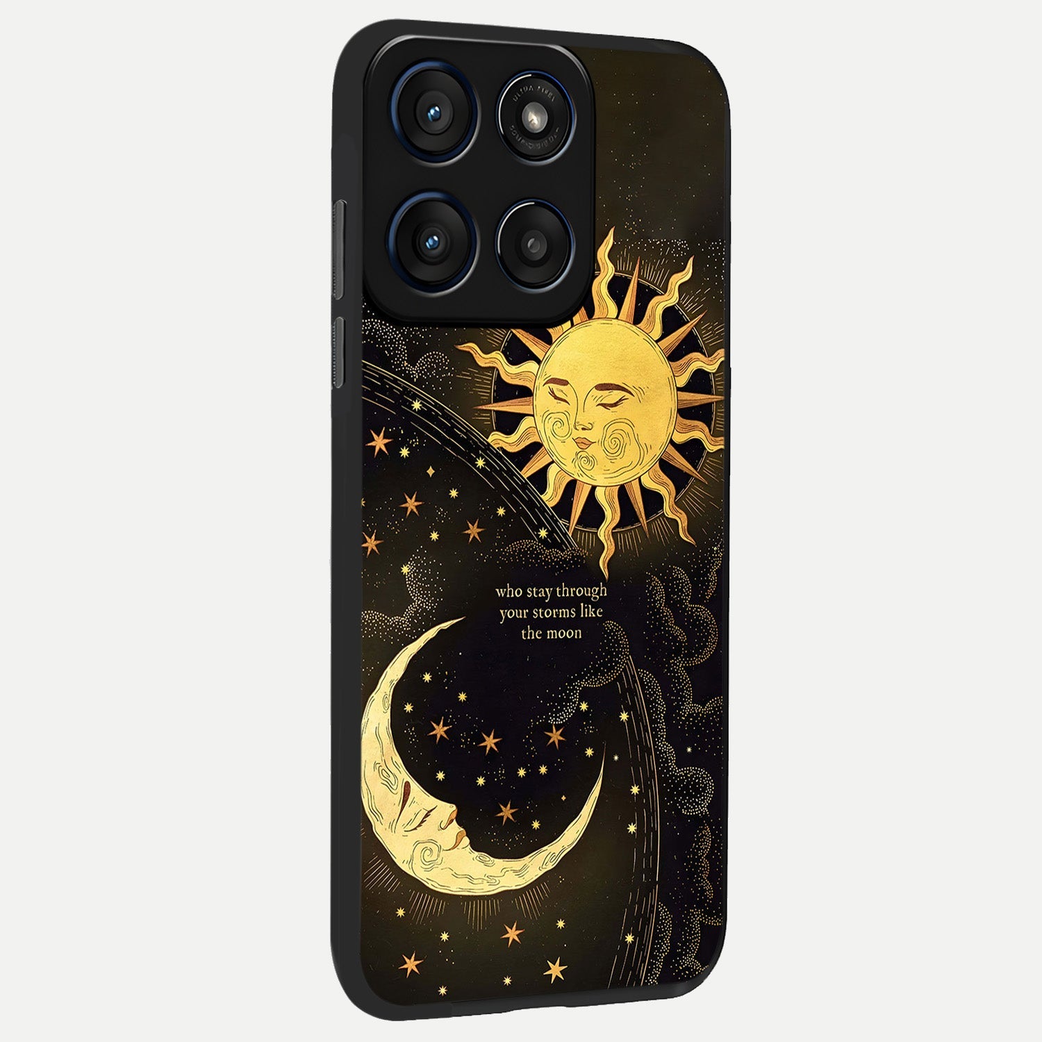  Golden Lunar Love back cover For Moto Edge 60 Fusion slim fit glass case with vibrant aesthetic design