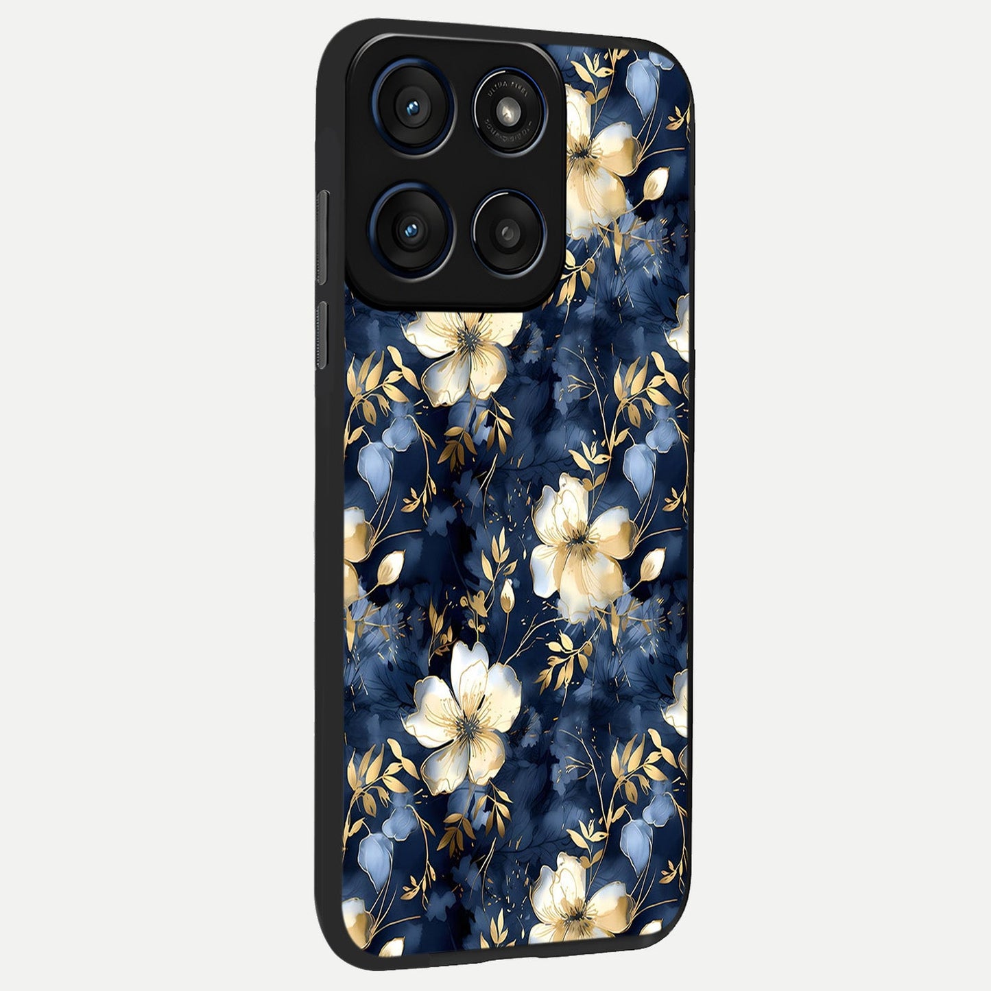  Golden Midnight Bloom back cover For Moto Edge 60 Fusion slim fit glass case with vibrant aesthetic design