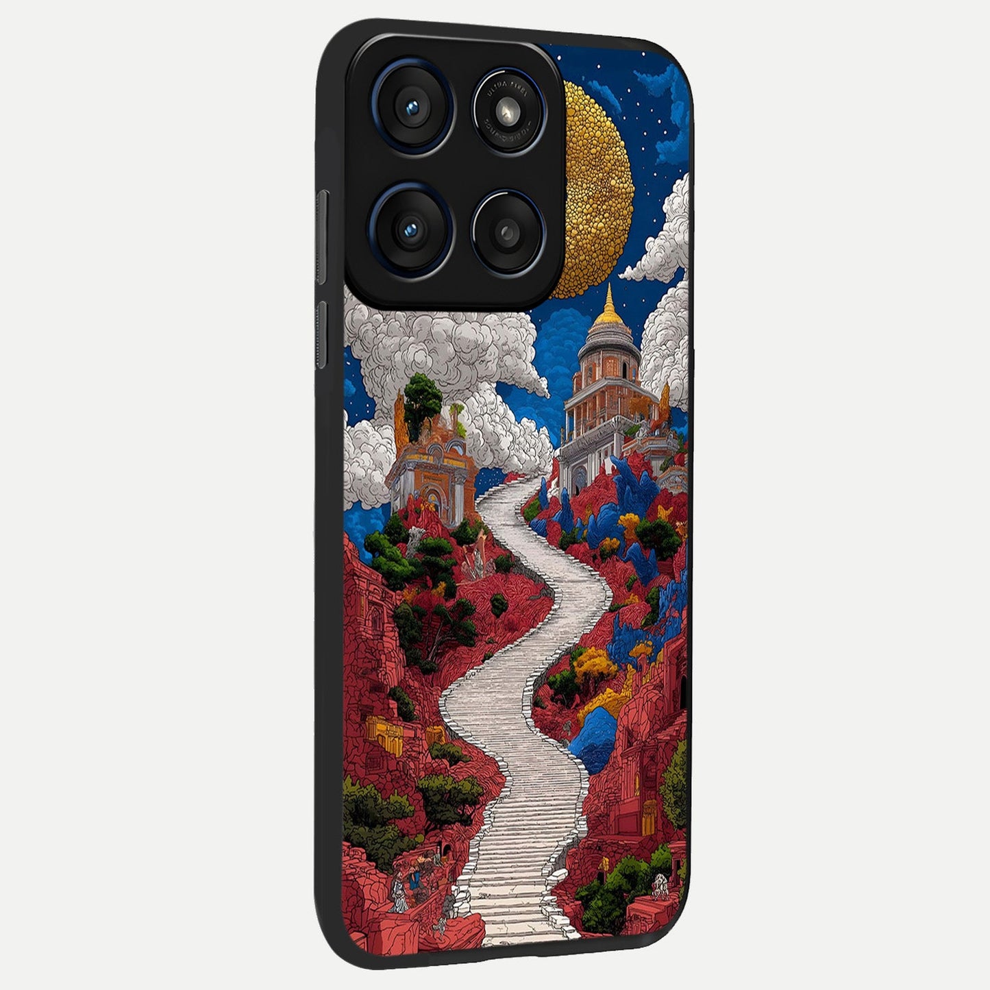 Heavenly Moon Path back cover For Moto Edge 60 Fusion slim fit glass case with vibrant aesthetic design