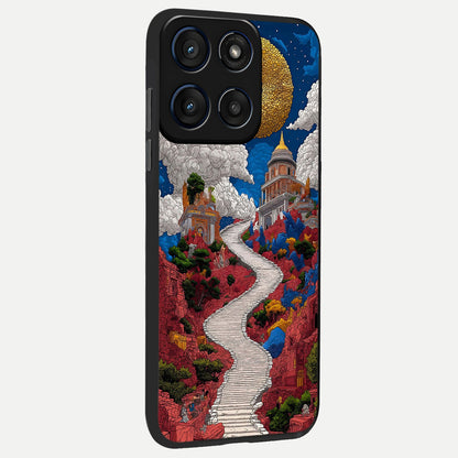  Heavenly Moon Path back cover For Moto Edge 60 Fusion slim fit glass case with vibrant aesthetic design