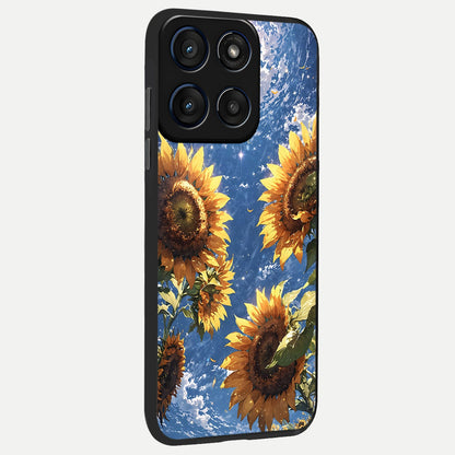  Heavenly Sunflower Rise back cover For Moto Edge 60 Fusion slim fit glass case with vibrant aesthetic design