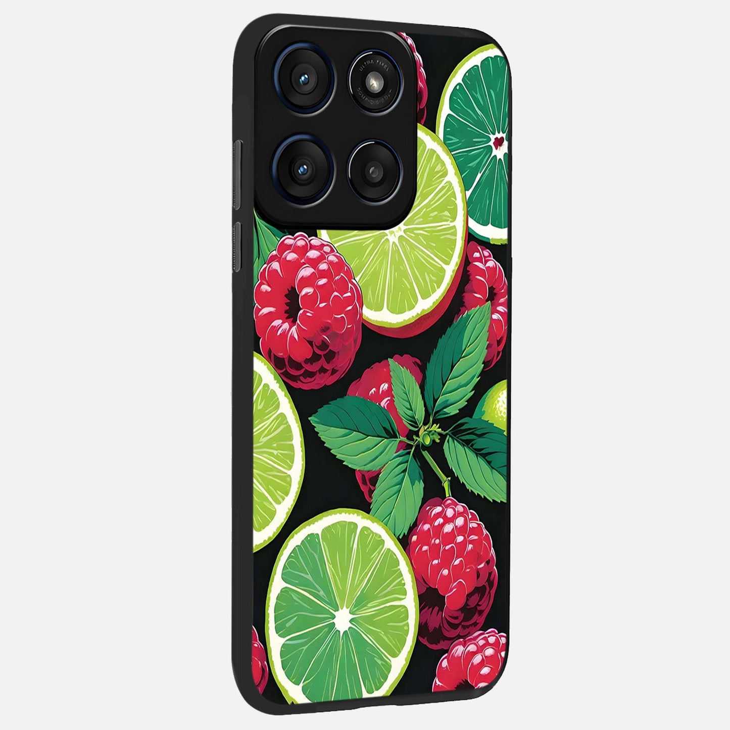  Lime and Raspberry Pattern back cover For Moto Edge 60 Fusion slim fit glass case with vibrant aesthetic design
