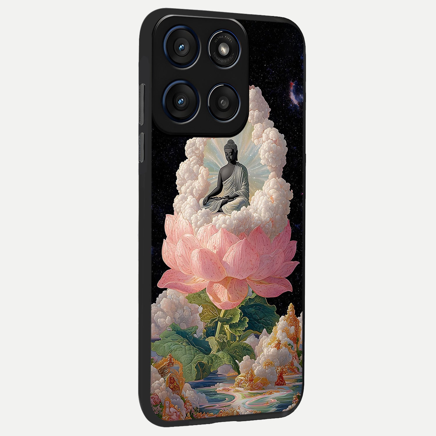  Lotus Divine Peace back cover For Moto Edge 60 Fusion slim fit glass case with vibrant aesthetic design