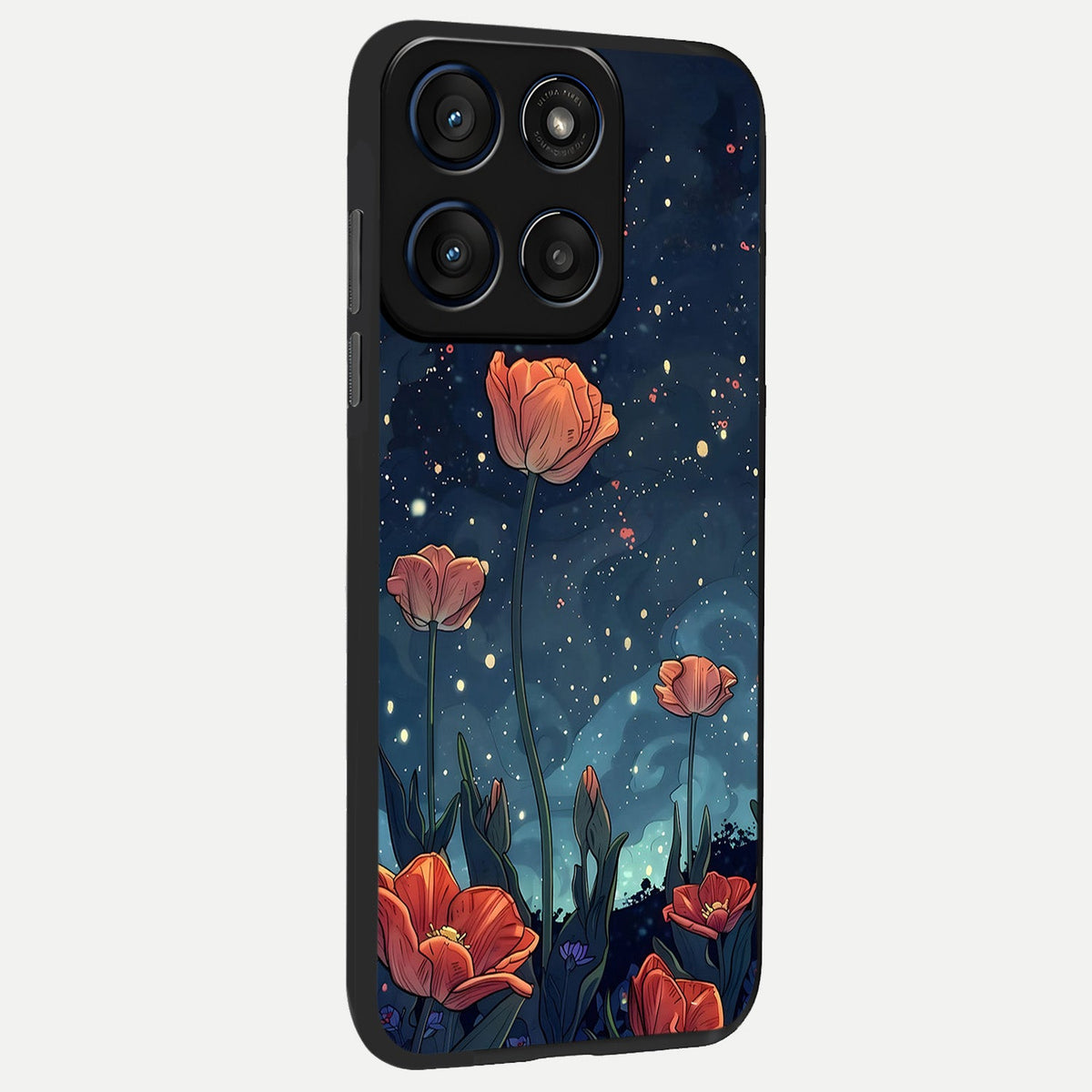  Midnight Tulip Glow back cover For Moto Edge 60 Fusion slim fit glass case with vibrant aesthetic design