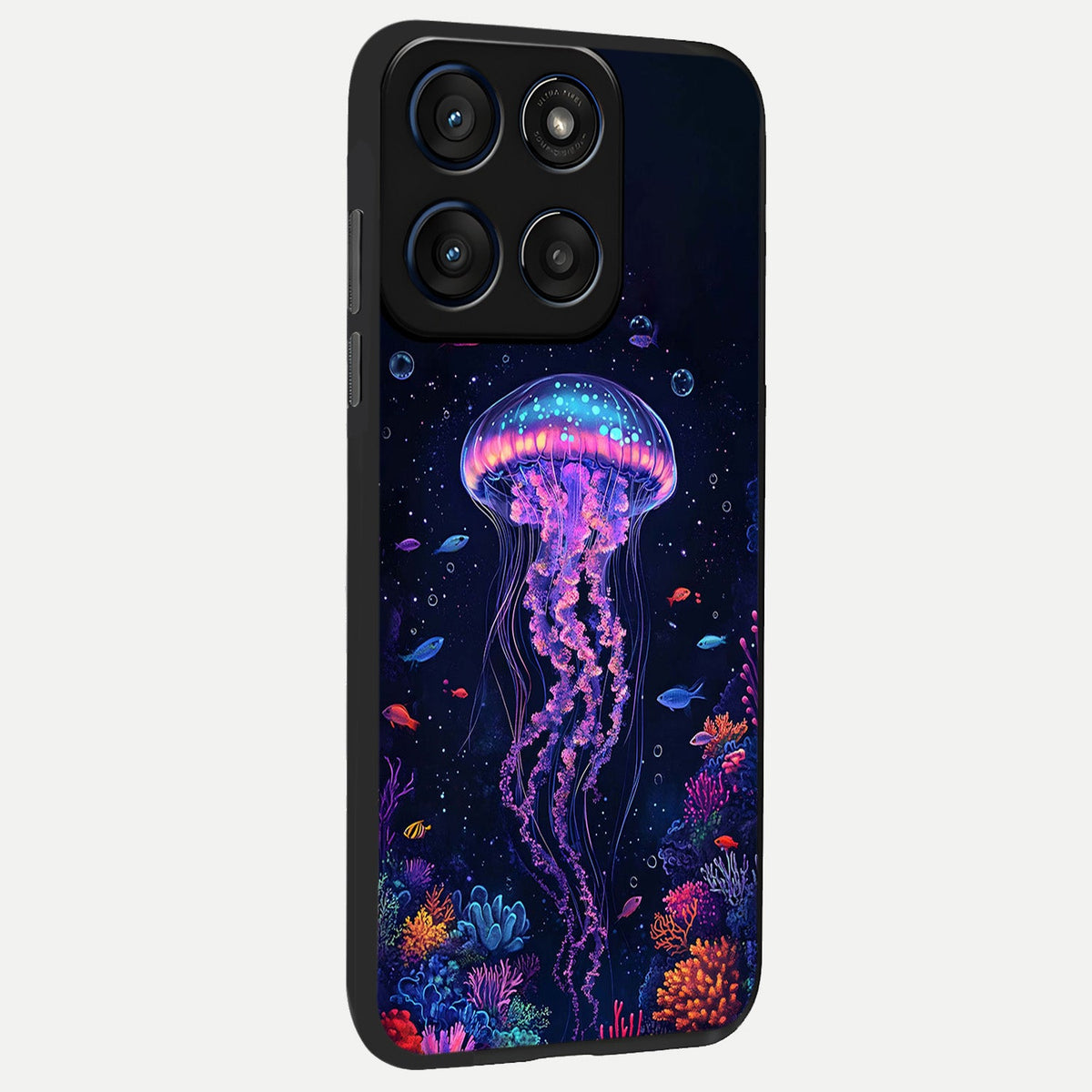  Neon Jellyfish back cover For Moto Edge 60 Fusion slim fit glass case with vibrant aesthetic design
