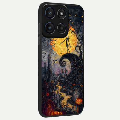  Pumpkin Moon Night back cover For Moto Edge 60 Fusion slim fit glass case with vibrant aesthetic design