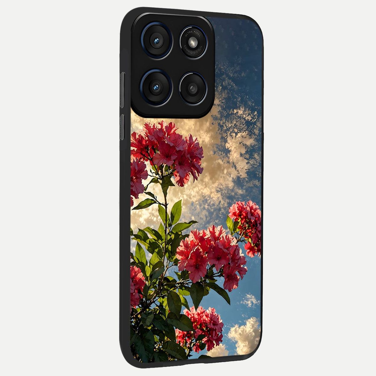  Red Bloom Skies back cover For Moto Edge 60 Fusion slim fit glass case with vibrant aesthetic design