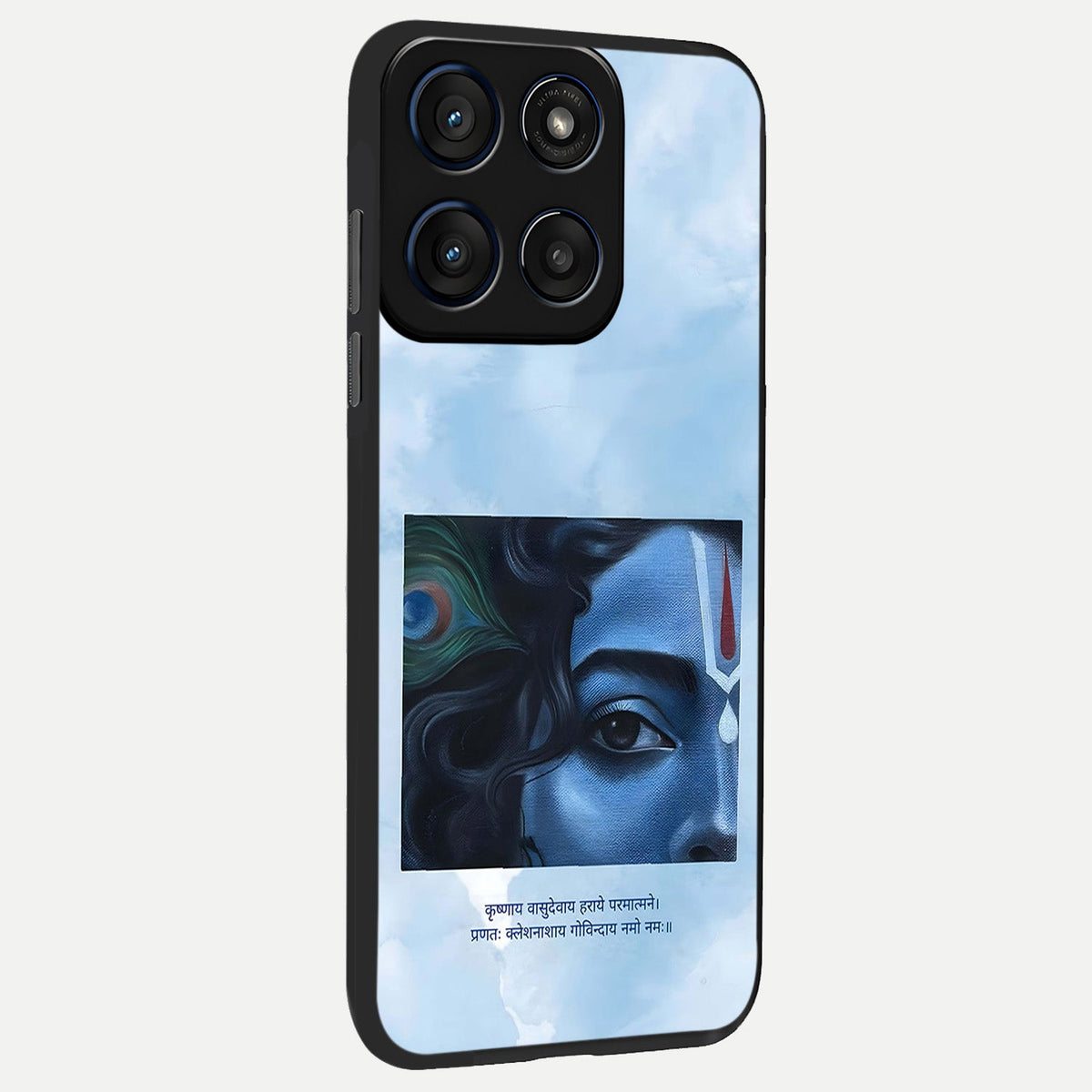  Spiritual Krishna back cover For Moto Edge 60 Fusion slim fit glass case with vibrant aesthetic design