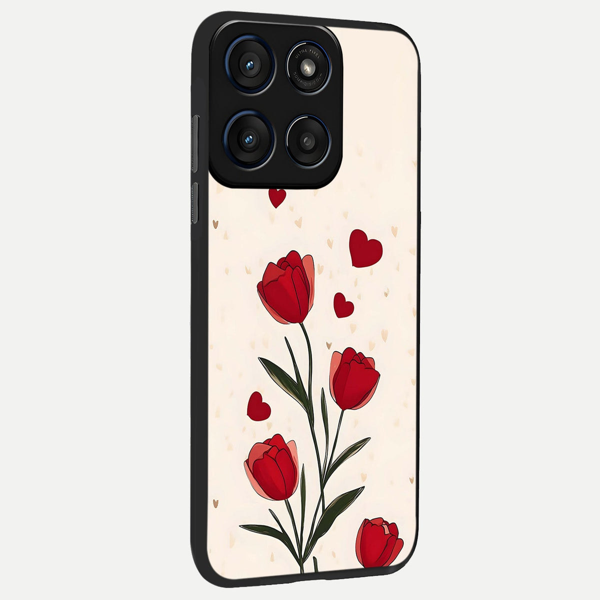  Tulip With Heart back cover For Moto Edge 60 Fusion slim fit glass case with vibrant aesthetic design
