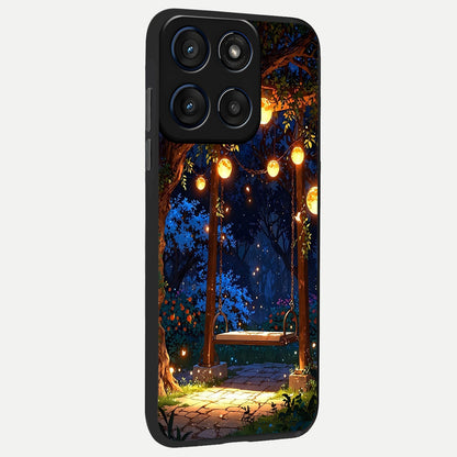  Twilight Garden Swing back cover For Moto Edge 60 Fusion slim fit glass case with vibrant aesthetic design
