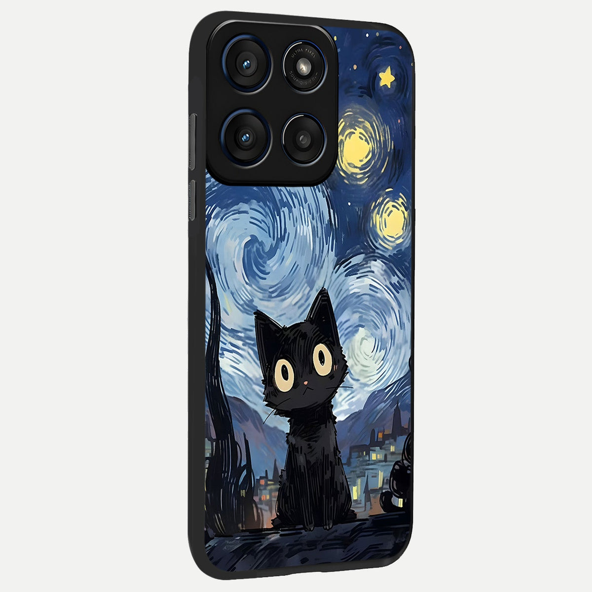  Van Gogh Cat back cover For Moto Edge 60 Fusion slim fit glass case with vibrant aesthetic design