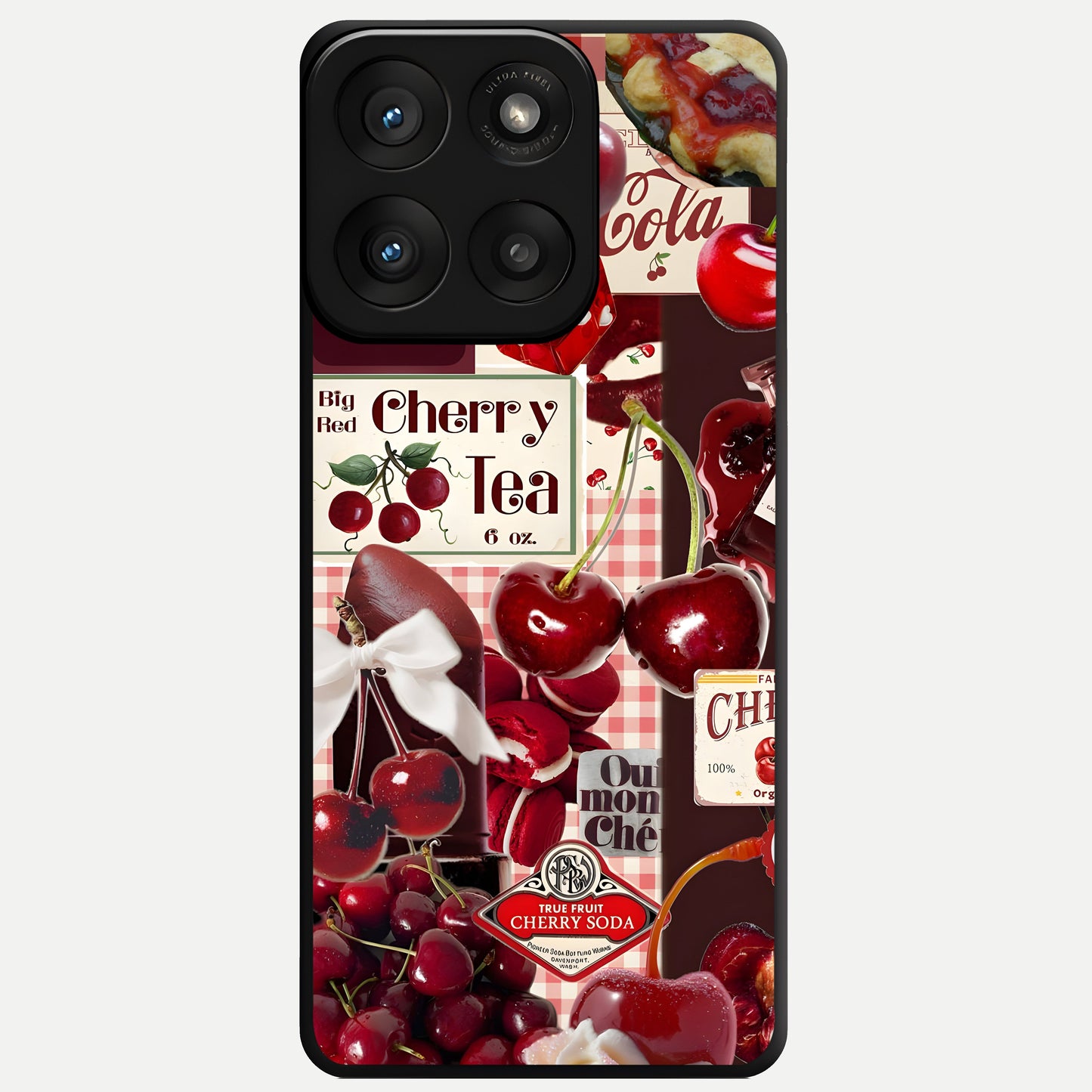  Aesthetic Cherry Tea Glass Case For Moto Edge 60 Pro back cover – full design glossy printed glass finish