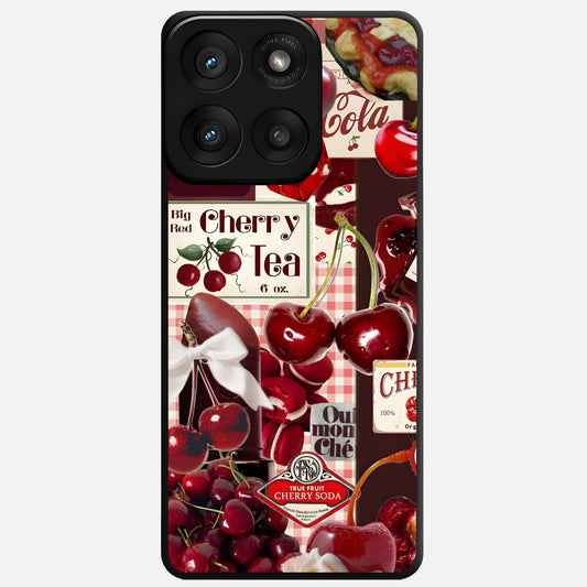  Aesthetic Cherry Tea Glass Case For Moto Edge 60 Pro back cover – full design glossy printed glass finish