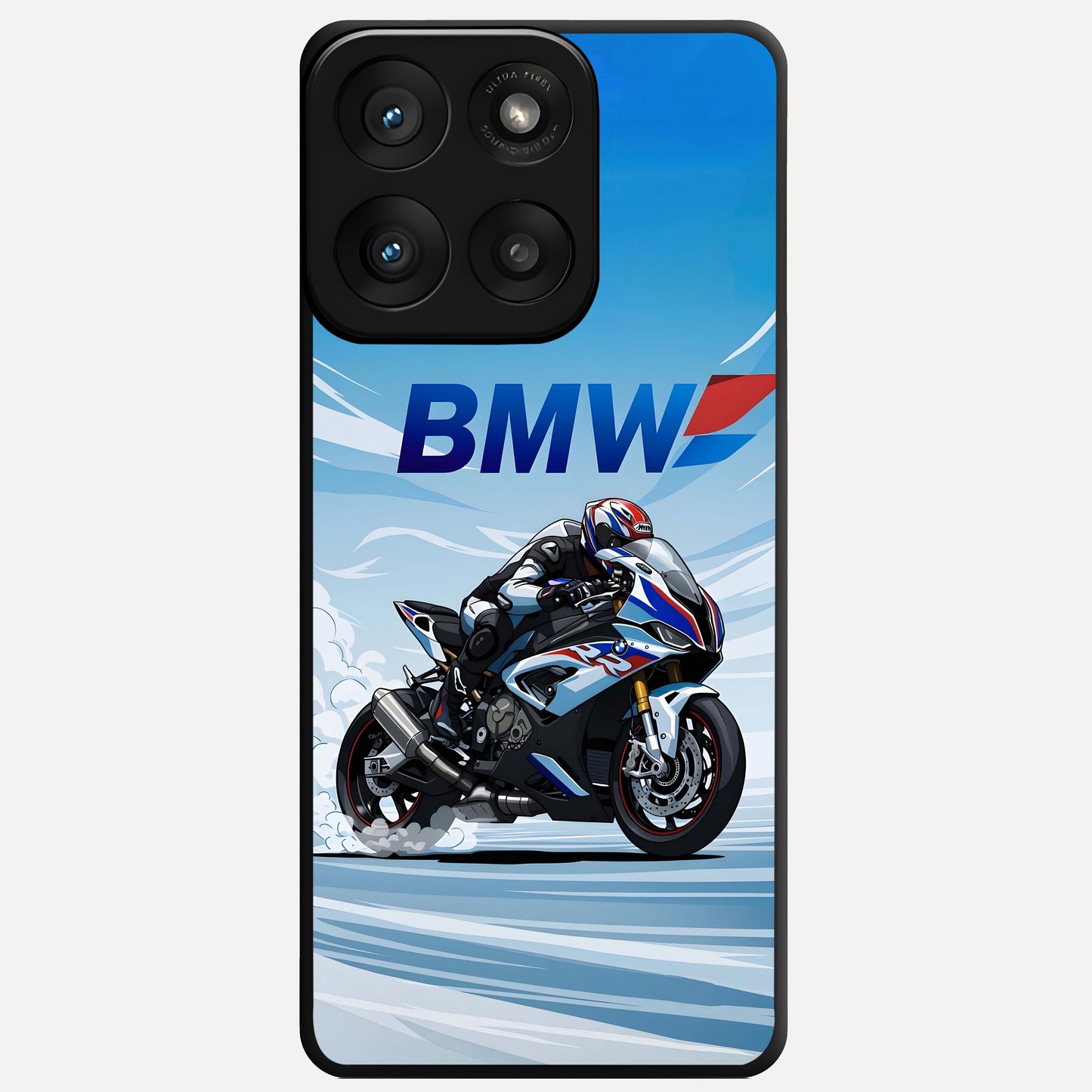  BMW Power Drift Glass Case For Moto Edge 60 Pro back cover – full design glossy printed glass finish