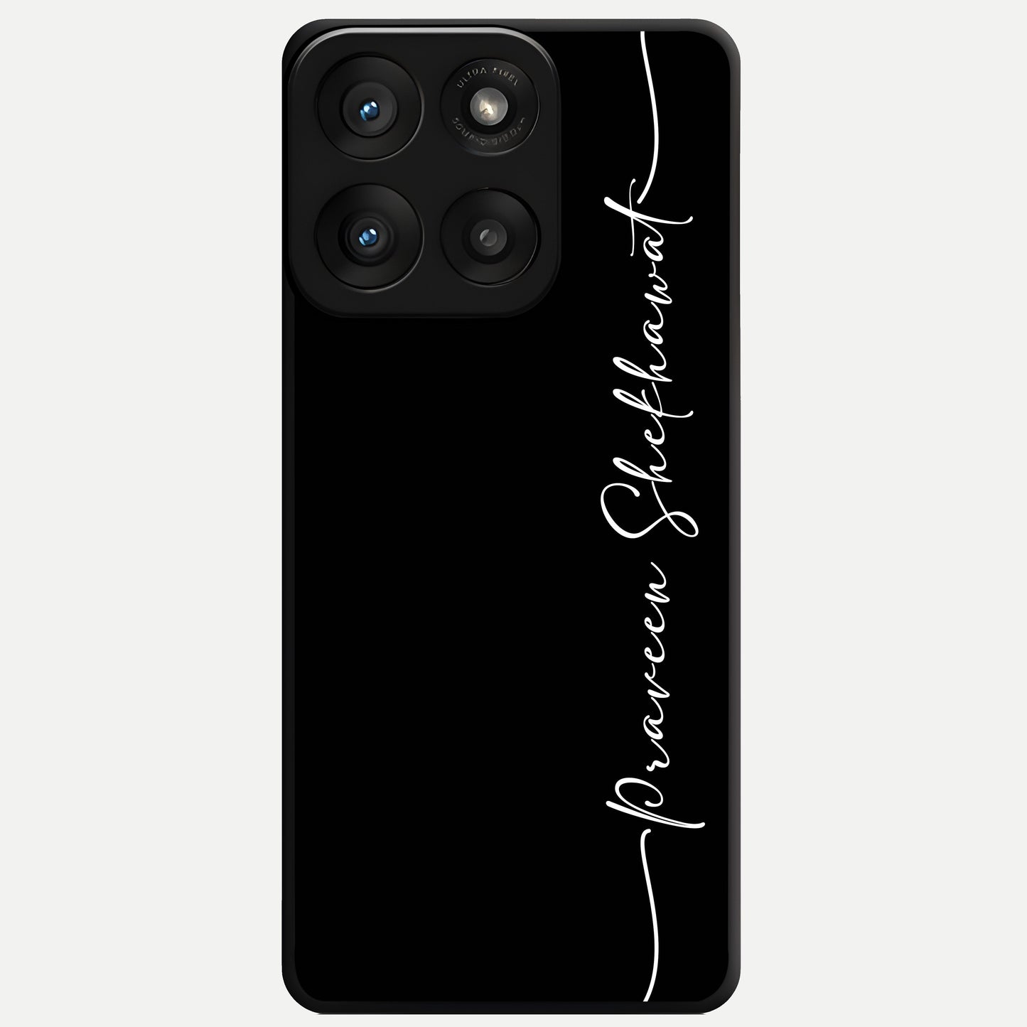  Black Tune Custom Name Glass Case For Moto Edge 60 Pro back cover – full design glossy printed glass finish