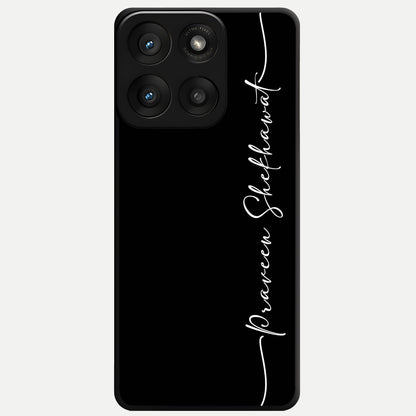  Black Tune Custom Name Glass Case For Moto Edge 60 Pro back cover – full design glossy printed glass finish