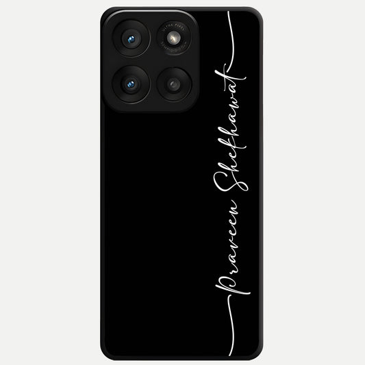  Black Tune Custom Name Glass Case For Moto Edge 60 Pro back cover – full design glossy printed glass finish