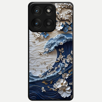  Blossom Wave Art Glass Case For Moto Edge 60 Pro back cover – full design glossy printed glass finish