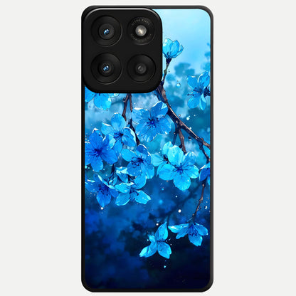  Blue Blossoms Branch Glass Case For Moto Edge 60 Pro back cover – full design glossy printed glass finish