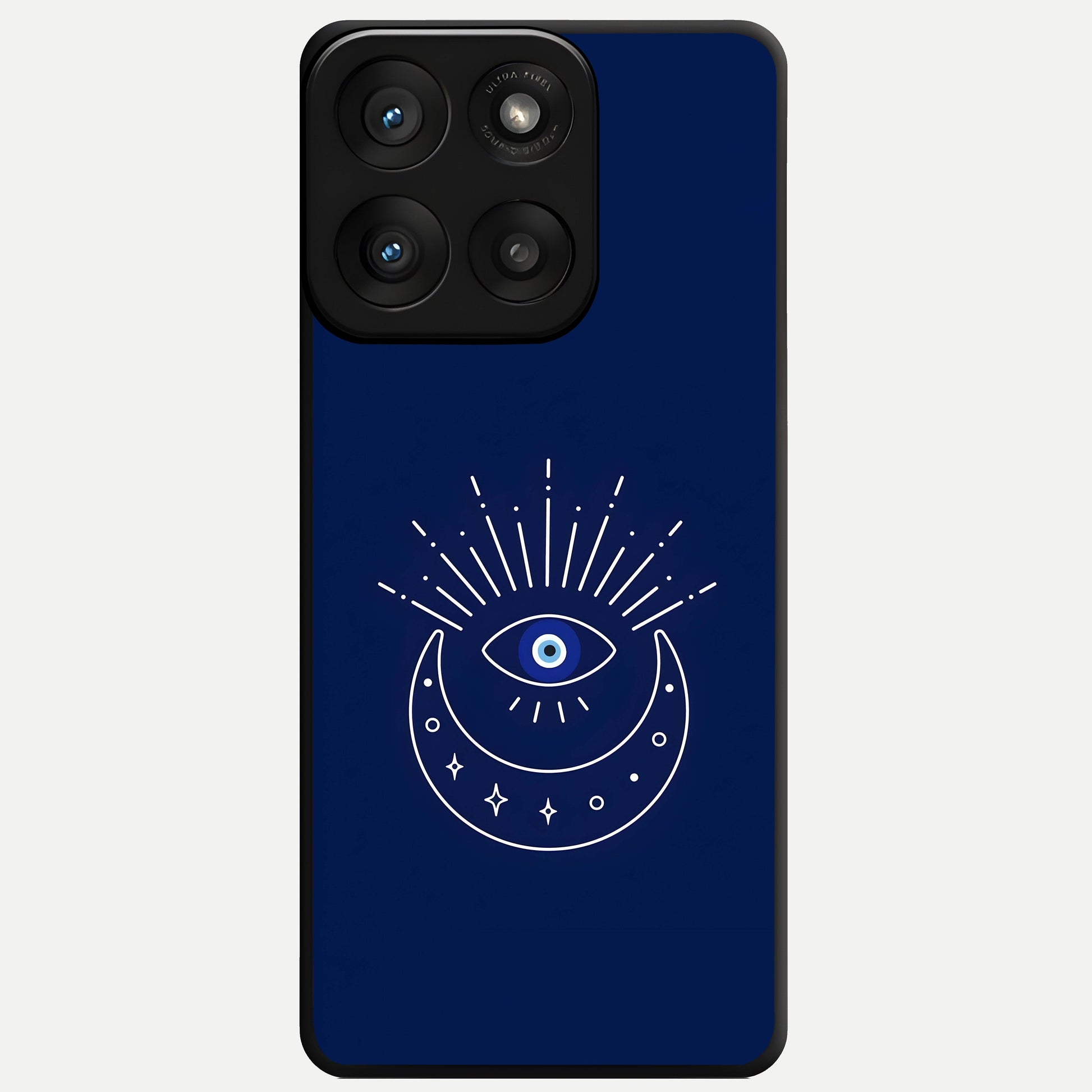  Blue Evil Eye Glass Case For Moto Edge 60 Pro back cover – full design glossy printed glass finish
