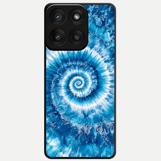  Blue Galaxy Wave Glass Case For Moto Edge 60 Pro back cover – full design glossy printed glass finish