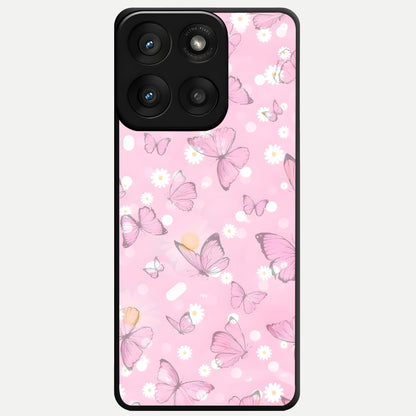  Blush Butterfly Garden Glass Case For Moto Edge 60 Pro back cover – full design glossy printed glass finish