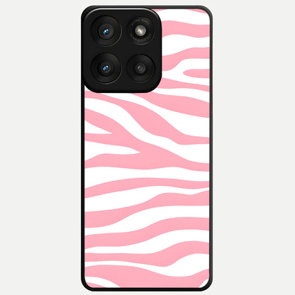  Blush Zebra Flow Glass Case For Moto Edge 60 Pro back cover – full design glossy printed glass finish