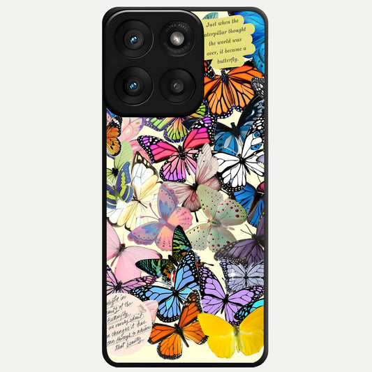  Butterflies Petal Dream Glass Case For Moto Edge 60 Pro back cover – full design glossy printed glass finish