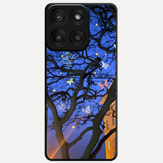  Butterfly Night Magic Glass Case For Moto Edge 60 Pro back cover – full design glossy printed glass finish
