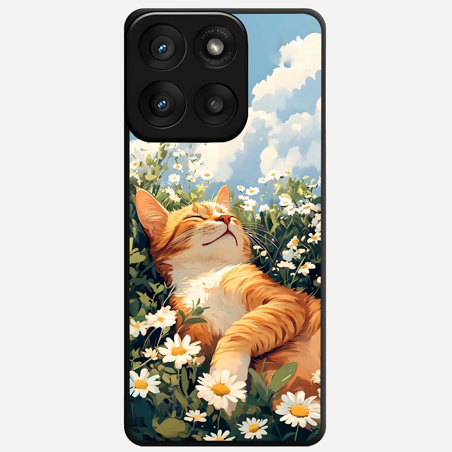  Cat And Flowers View Glass Case For Moto Edge 60 Pro back cover – full design glossy printed glass finish