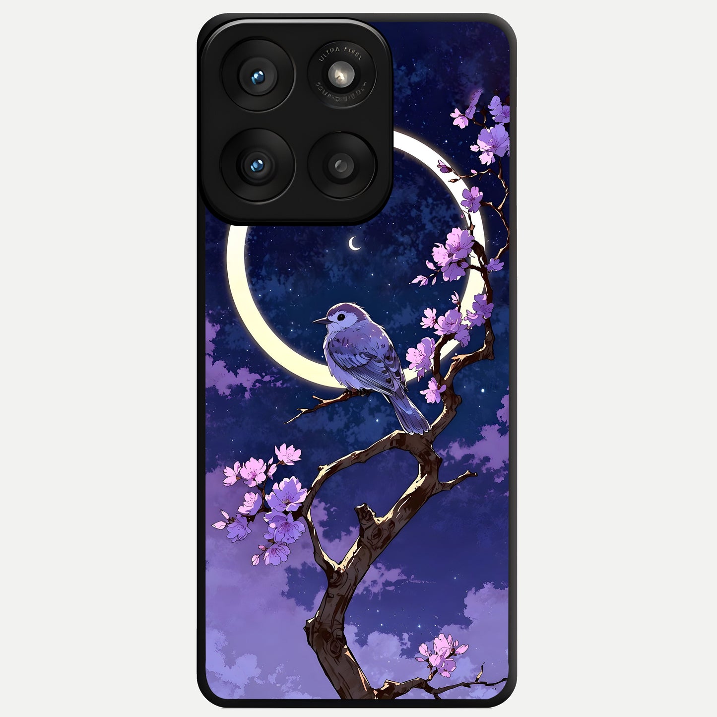  Celestial Bird Blossom Glass Case For Moto Edge 60 Pro back cover – full design glossy printed glass finish