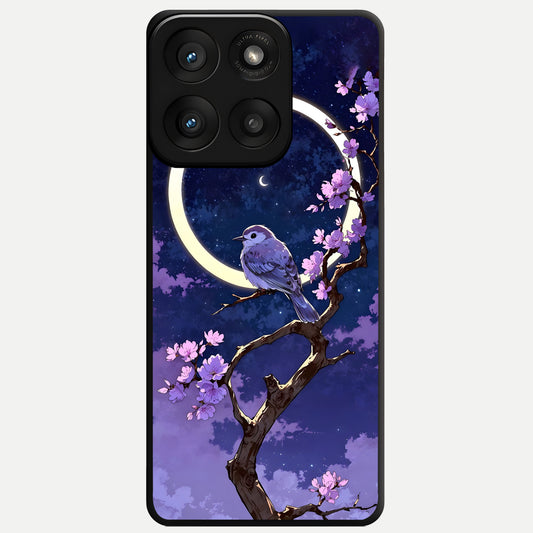  Celestial Bird Blossom Glass Case For Moto Edge 60 Pro back cover – full design glossy printed glass finish