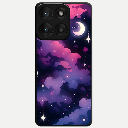  Celestial Moon Magic Glass Case For Moto Edge 60 Pro back cover – full design glossy printed glass finish