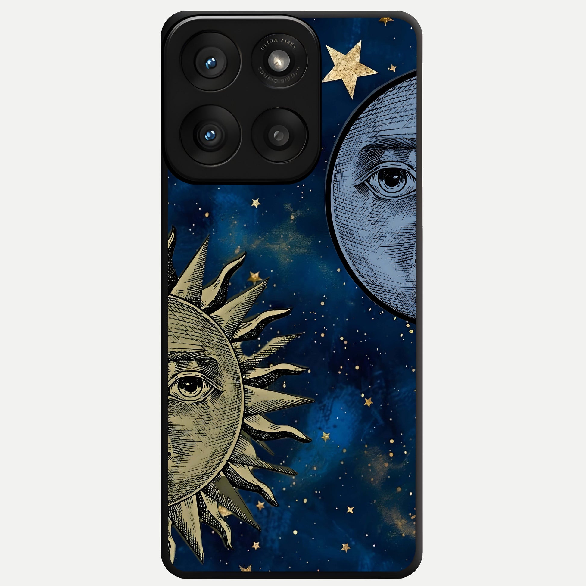  Celestial Moon With Sun Glass Case For Moto Edge 60 Pro back cover – full design glossy printed glass finish