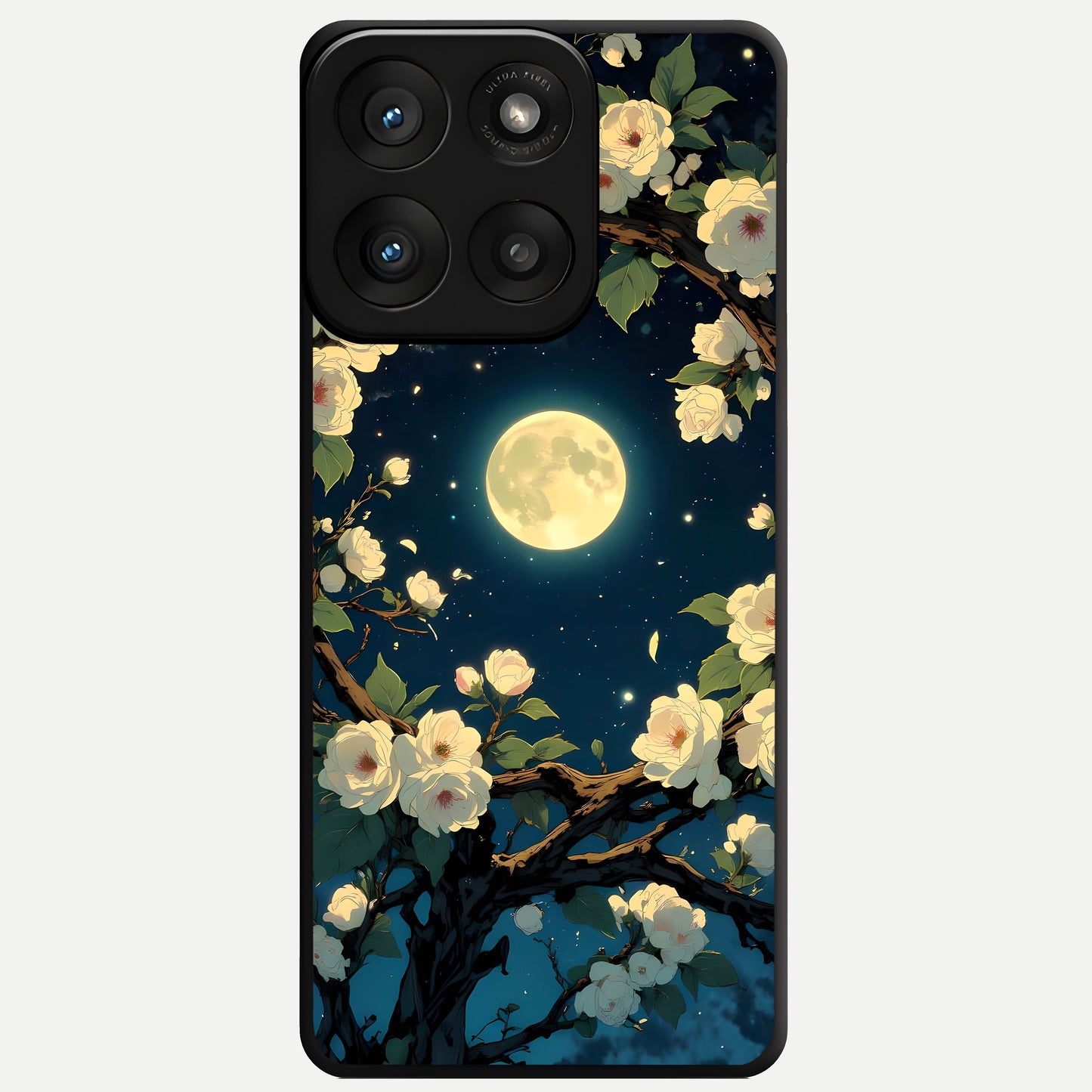  Celestial Moon And Flower Glass Case For Moto Edge 60 Pro back cover – full design glossy printed glass finish